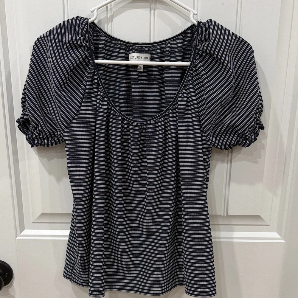 NWOT Madewell Navy and White Striped Top